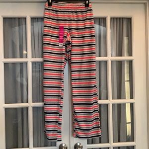 SO gray/black/coral striped soft and comfy fleece pajama pants